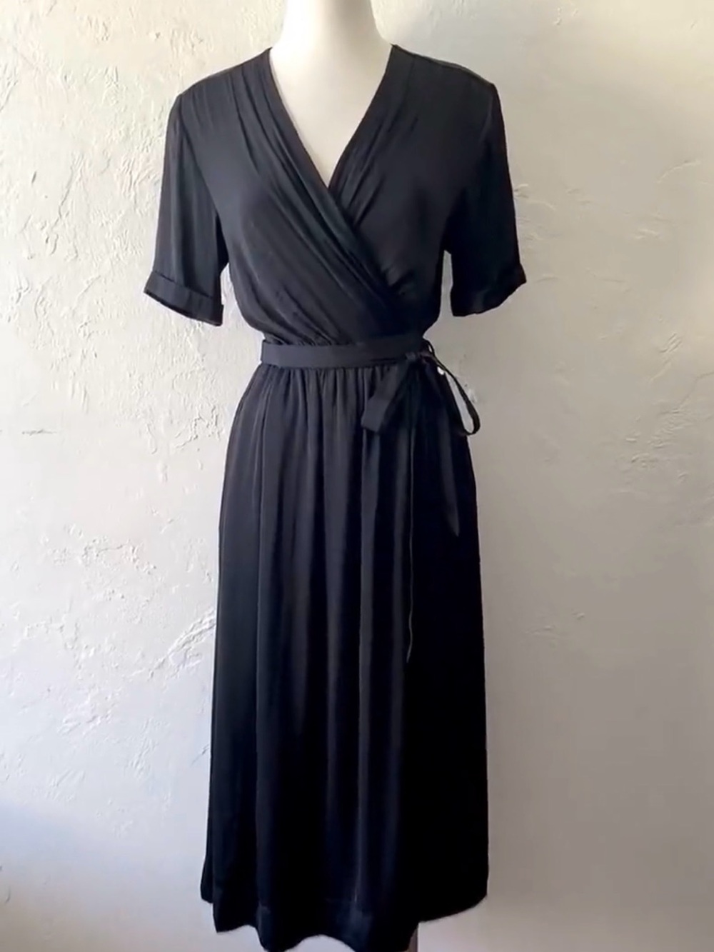 Scotch & Soda Black Wrap-Style Midi Dress